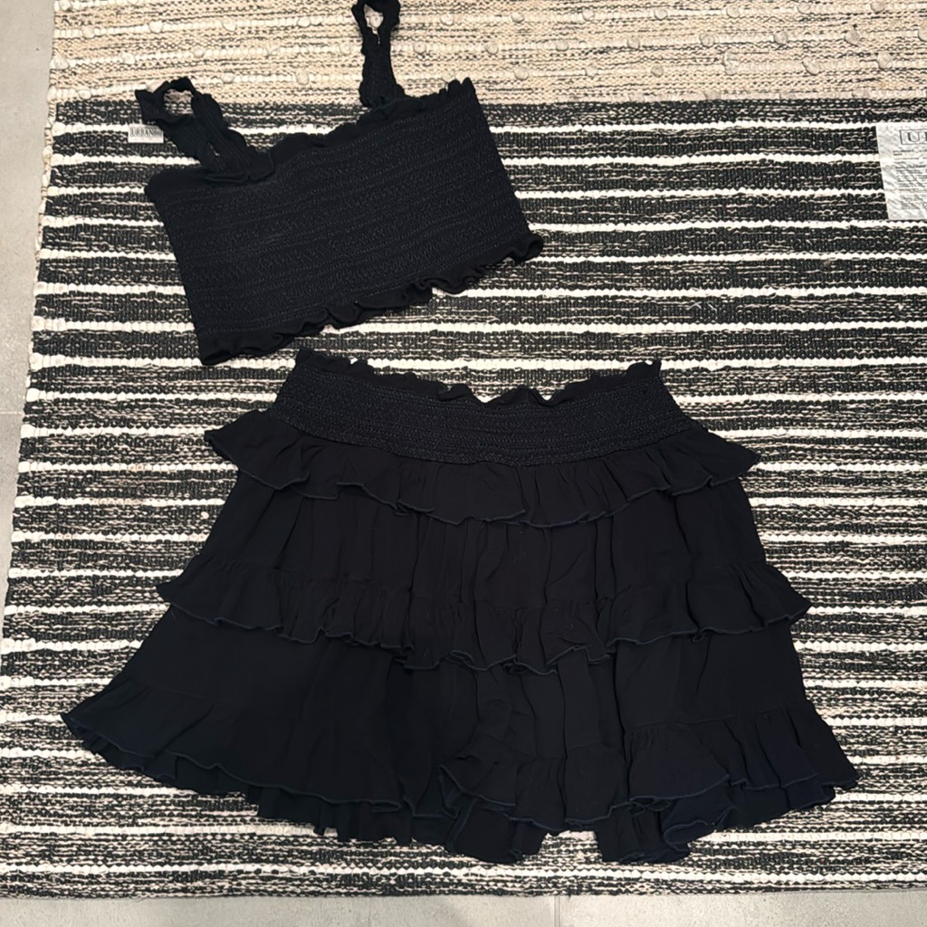 Free People Black Smocked Mini Skirt Medium M